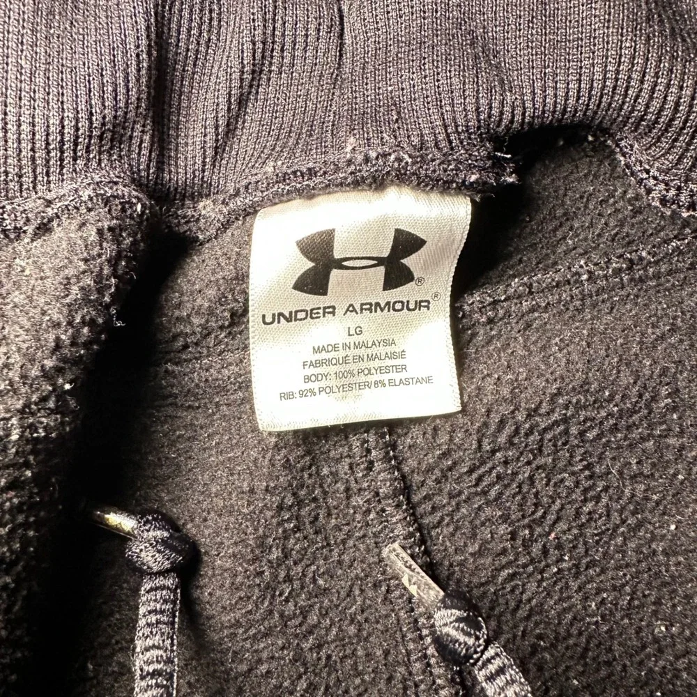 Under Armour Mens Black Fleece Lined Track Pants Straight Leg LG 207562 FW09